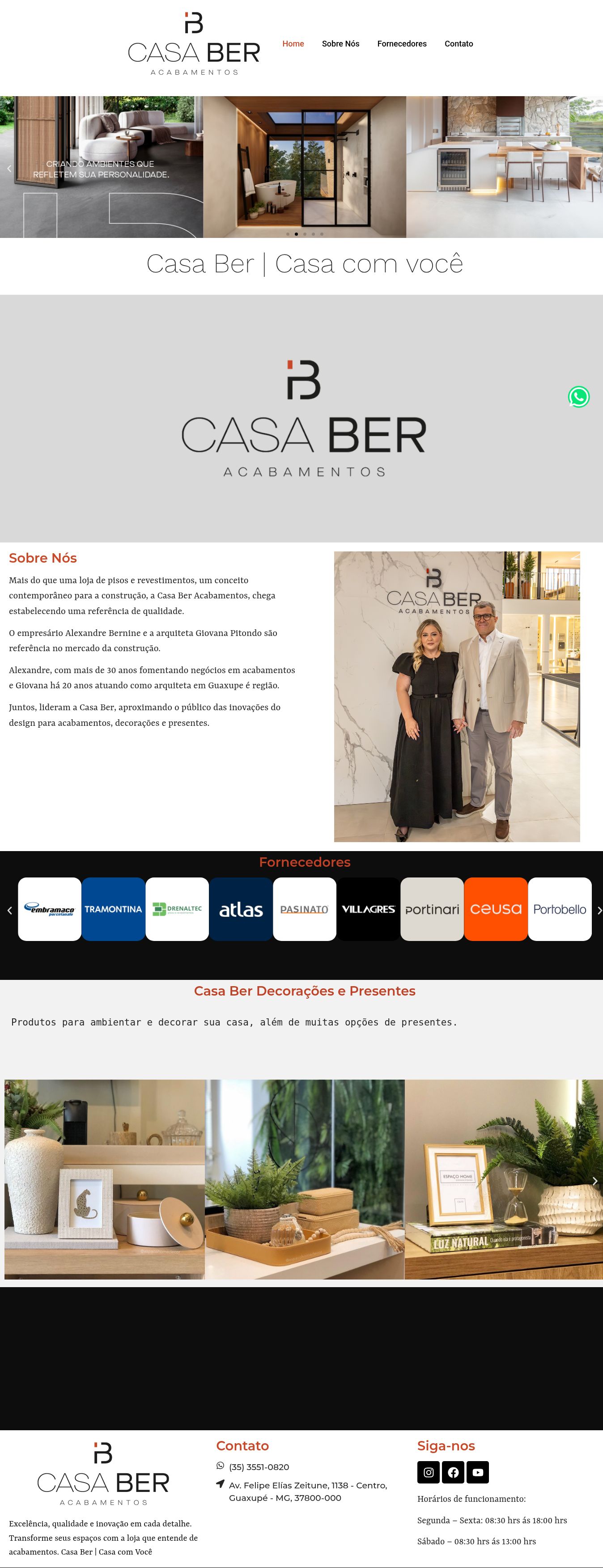 Página completa do site Casa Ber